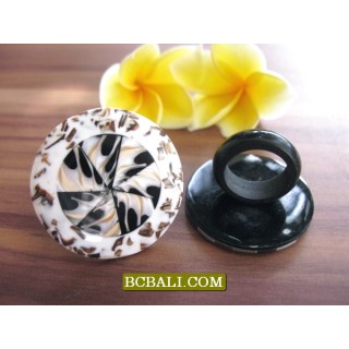 Balinese Seashells Finger Rings Resin Motif 